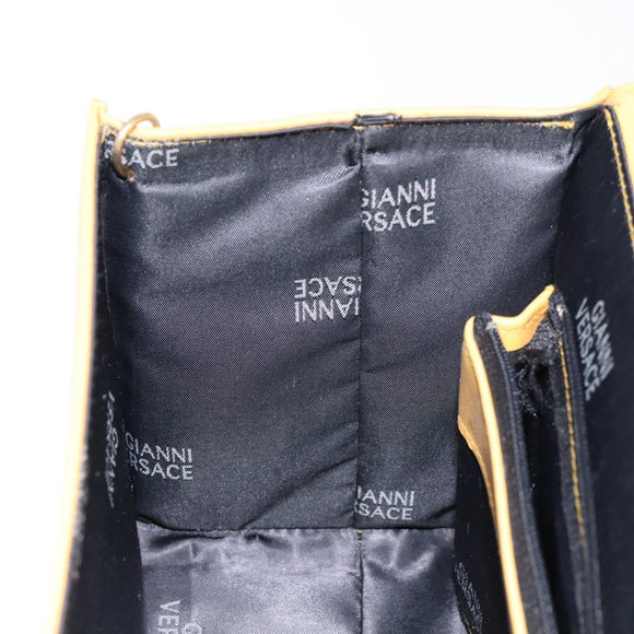 Gianni Versace Hand Bag Leather Yellow Gold Auth BA5349