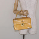 Gianni Versace Hand Bag Leather Yellow Gold Auth BA5349-23