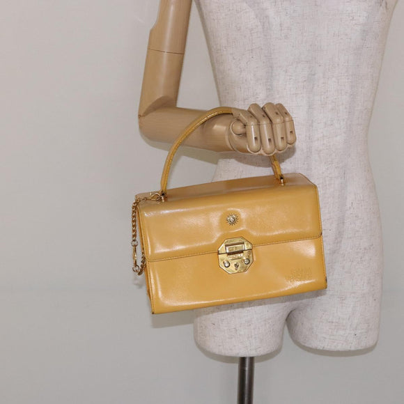 Gianni Versace Hand Bag Leather Yellow Gold Auth BA5349