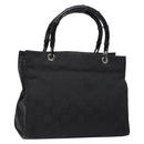 GUCCI GG Canvas Bamboo Hand Bag Nylon Black Silver 002 1016 Auth BA5353-1