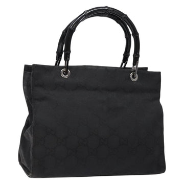 GUCCI GG Canvas Bamboo Hand Bag Nylon Black Silver 002 1016 Auth BA5353