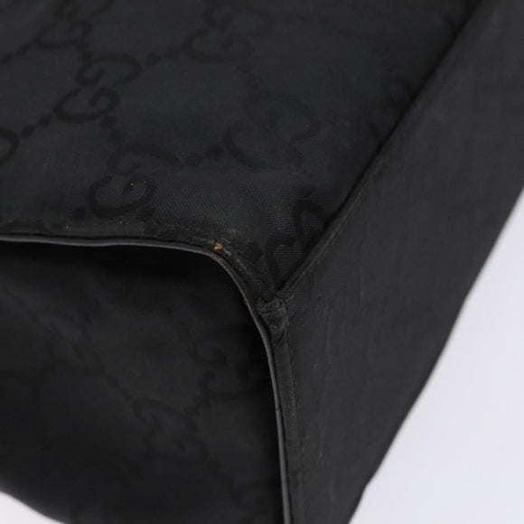 GUCCI GG Canvas Bamboo Hand Bag Nylon Black Silver 002 1016 Auth BA5353