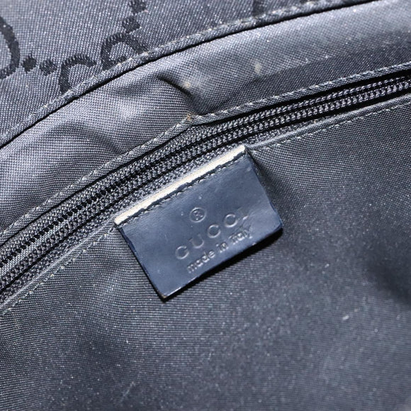 GUCCI GG Canvas Bamboo Hand Bag Nylon Black Silver 002 1016 Auth BA5353