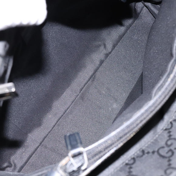 GUCCI GG Canvas Bamboo Hand Bag Nylon Black Silver 002 1016 Auth BA5353