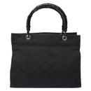 GUCCI GG Canvas Bamboo Hand Bag Nylon Black Silver 002 1016 Auth BA5353-13