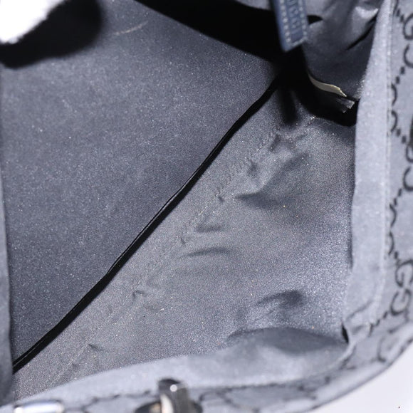 GUCCI GG Canvas Bamboo Hand Bag Nylon Black Silver 002 1016 Auth BA5353