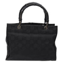 GUCCI GG Canvas Bamboo Hand Bag Nylon Black Silver 002 1016 Auth BA5353-2