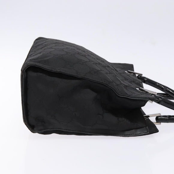 GUCCI GG Canvas Bamboo Hand Bag Nylon Black Silver 002 1016 Auth BA5353