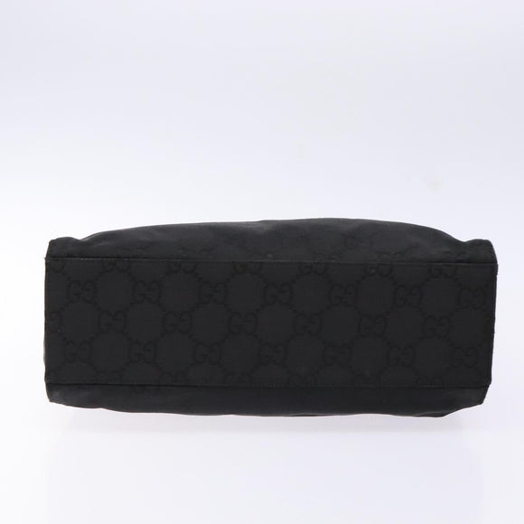 GUCCI GG Canvas Bamboo Hand Bag Nylon Black Silver 002 1016 Auth BA5353