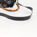 GUCCI Bamboo Hand Bag Nylon 2way Black Silver Auth BA5354-10