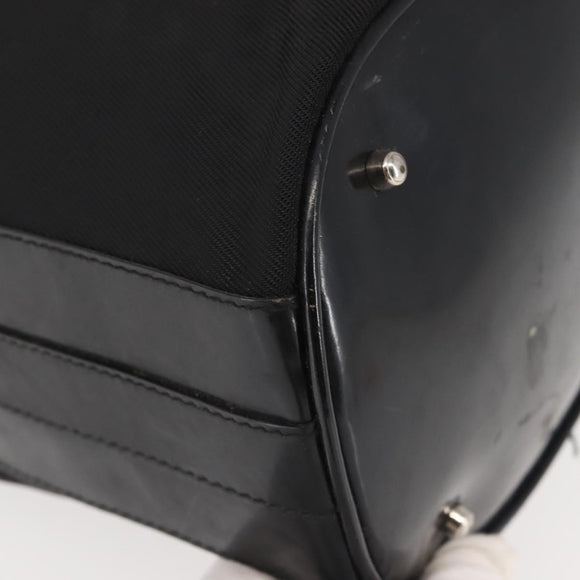 GUCCI Bamboo Hand Bag Nylon 2way Black Silver Auth BA5354