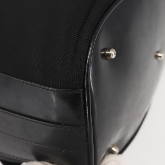 GUCCI Bamboo Hand Bag Nylon 2way Black Silver Auth BA5354