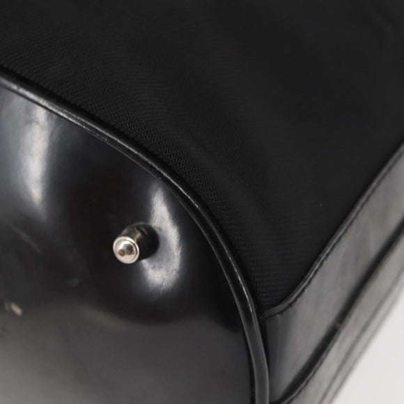 GUCCI Bamboo Hand Bag Nylon 2way Black Silver Auth BA5354