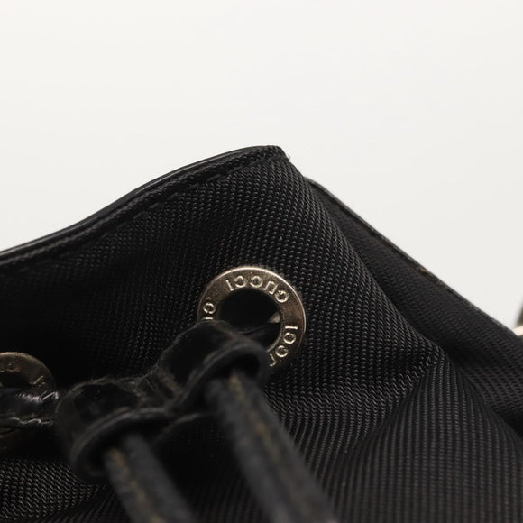 GUCCI Bamboo Hand Bag Nylon 2way Black Silver Auth BA5354