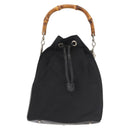 GUCCI Bamboo Hand Bag Nylon 2way Black Silver Auth BA5354-13