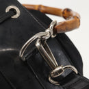 GUCCI Bamboo Hand Bag Nylon 2way Black Silver Auth BA5354-22