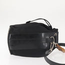 GUCCI Bamboo Hand Bag Nylon 2way Black Silver Auth BA5354-3