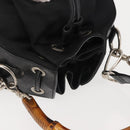 GUCCI Bamboo Hand Bag Nylon 2way Black Silver Auth BA5354-6