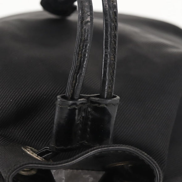 GUCCI Bamboo Hand Bag Nylon 2way Black Silver Auth BA5354