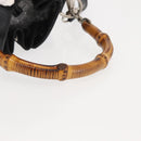 GUCCI Bamboo Hand Bag Nylon 2way Black Silver Auth BA5354-9