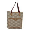 GUCCI GG Plus Supreme Web Sherry Line Tote Bag PVC Beige Gold Auth BA5355-1