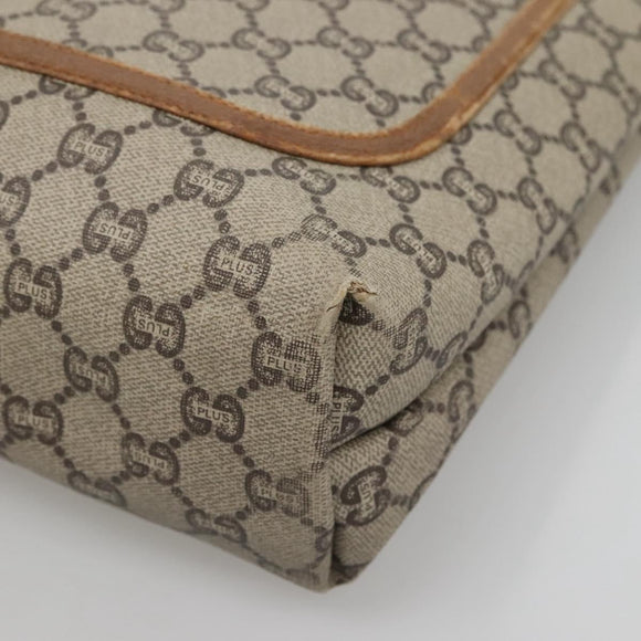 GUCCI GG Plus Supreme Web Sherry Line Tote Bag PVC Beige Gold Auth BA5355