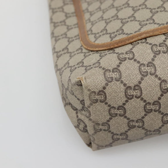 GUCCI GG Plus Supreme Web Sherry Line Tote Bag PVC Beige Gold Auth BA5355