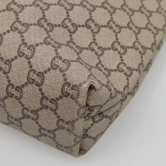 GUCCI GG Plus Supreme Web Sherry Line Tote Bag PVC Beige Gold Auth BA5355