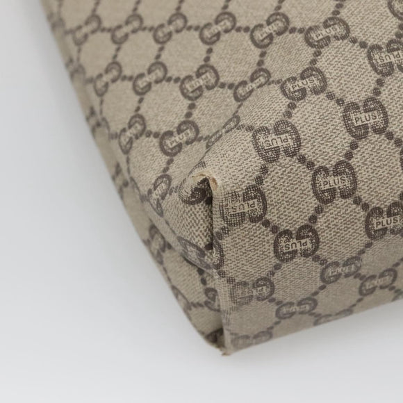 GUCCI GG Plus Supreme Web Sherry Line Tote Bag PVC Beige Gold Auth BA5355