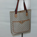 GUCCI GG Plus Supreme Web Sherry Line Tote Bag PVC Beige Gold Auth BA5355-21