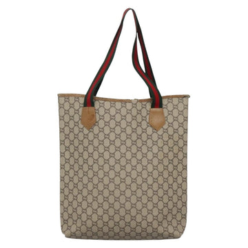 GUCCI GG Plus Supreme Web Sherry Line Tote Bag PVC Beige Gold Auth BA5355 - 0