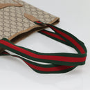 GUCCI GG Plus Supreme Web Sherry Line Tote Bag PVC Beige Gold Auth BA5355-7