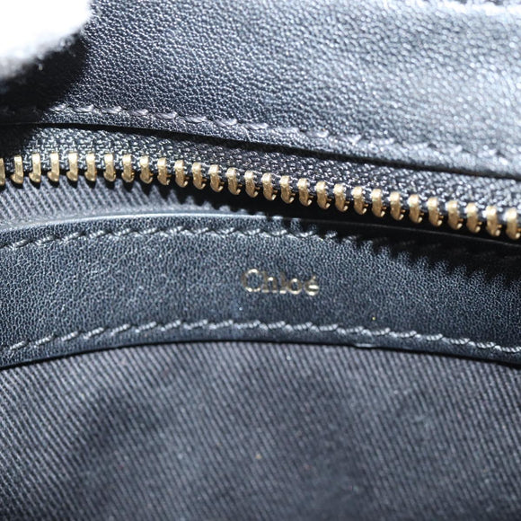 Chloe Little Alice Hand Bag Leather 2way White Gold Auth BA5358V