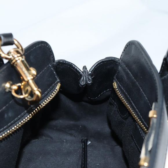 Chloe Little Alice Hand Bag Leather 2way White Gold Auth BA5358V