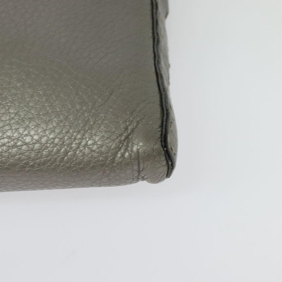 FENDI Celeria Shoulder Bag Leather Silver Auth BA5363