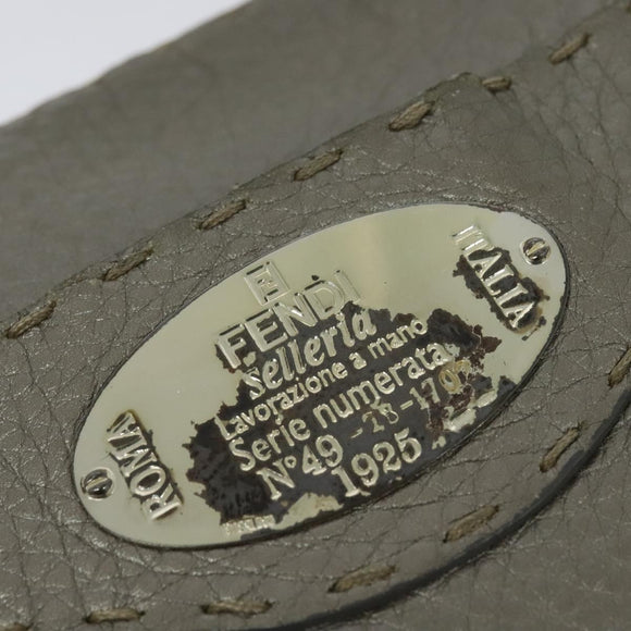 FENDI Celeria Shoulder Bag Leather Silver Auth BA5363