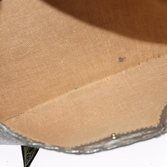 FENDI Celeria Shoulder Bag Leather Silver Auth BA5363