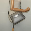 FENDI Celeria Shoulder Bag Leather Silver Auth BA5363-22