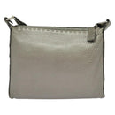 FENDI Celeria Shoulder Bag Leather Silver Auth BA5363-2