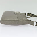 FENDI Celeria Shoulder Bag Leather Silver Auth BA5363-4