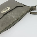 FENDI Celeria Shoulder Bag Leather Silver Auth BA5363-6