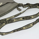 FENDI Celeria Shoulder Bag Leather Silver Auth BA5363-7