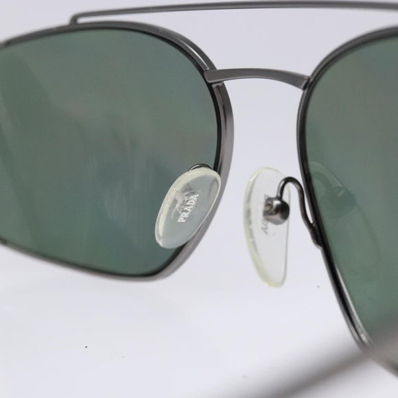 PRADA Sunglasses Metal Silver Auth BA5379
