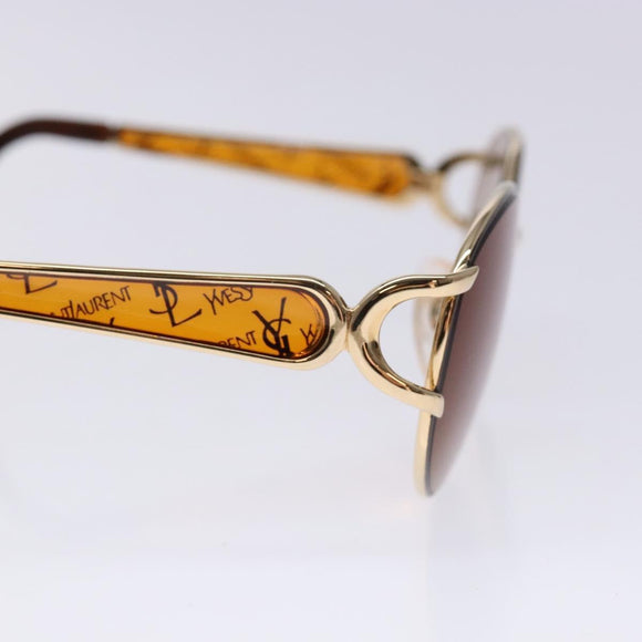 SAINT LAURENT Sunglasses Metal Gold Auth BA5381