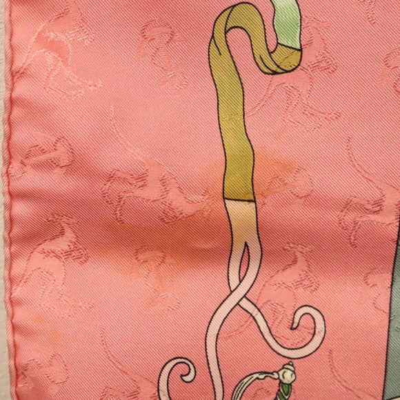 HERMES Carre 90 Scarf ""ORBIS AUSTRALIS DULCES EXUVIAE"" Silk Pink Auth BA5385