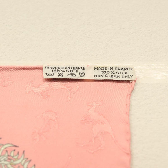 HERMES Carre 90 Scarf ""ORBIS AUSTRALIS DULCES EXUVIAE"" Silk Pink Auth BA5385