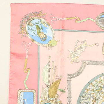 HERMES Carre 90 Scarf ""ORBIS AUSTRALIS DULCES EXUVIAE"" Silk Pink Auth BA5385 - 0