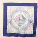 HERMES Carre 90 Scarf ""GIVERNY"" Silk Blue Auth BA5386-13