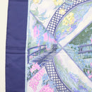 HERMES Carre 90 Scarf ""GIVERNY"" Silk Blue Auth BA5386-5