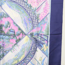 HERMES Carre 90 Scarf ""GIVERNY"" Silk Blue Auth BA5386-7